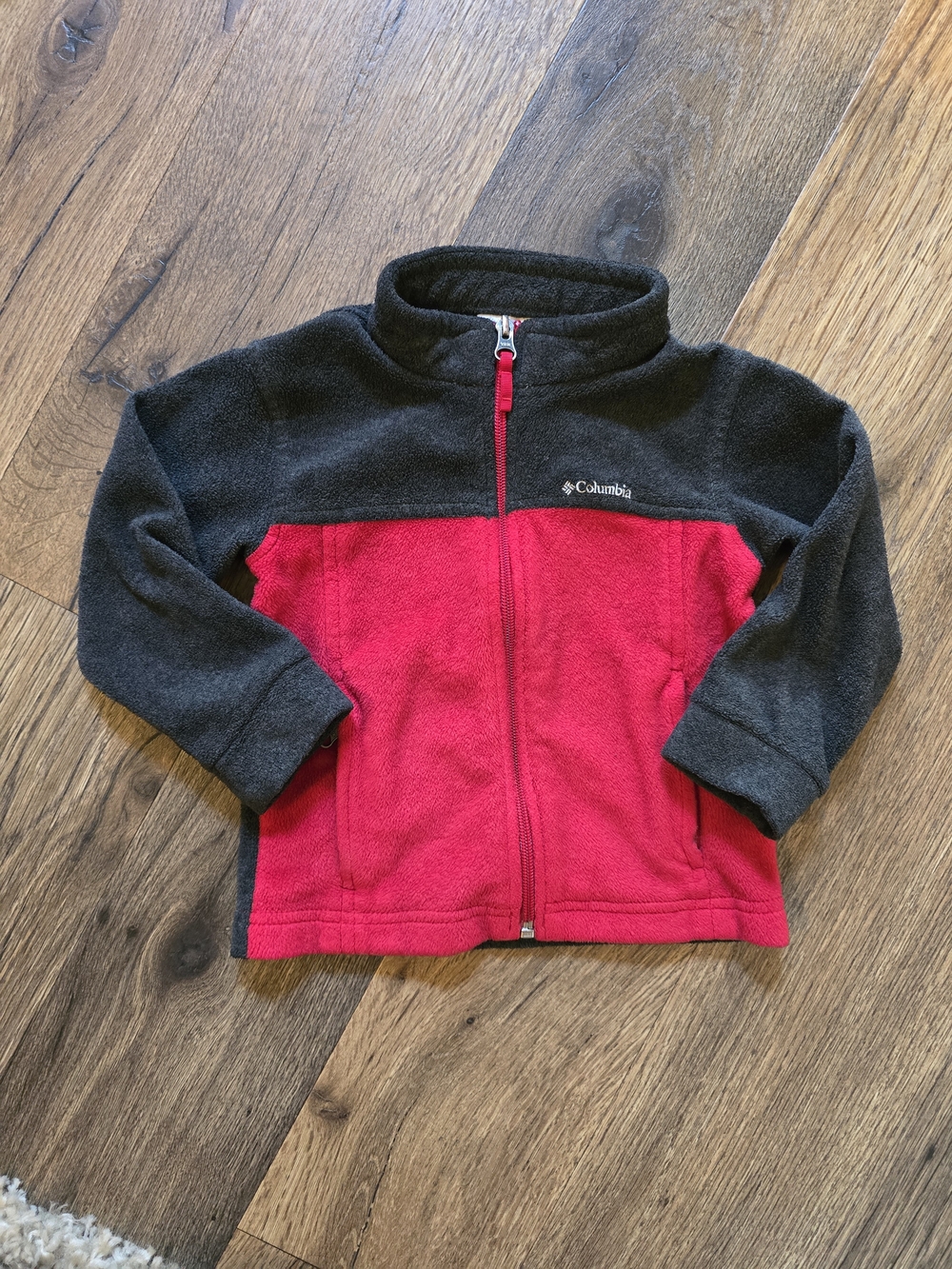 Columbia Kids Two-Tone Fleece Jacket - Red & Charcoal